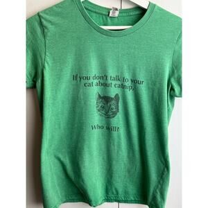 Women's Size Medium Cat Shirt - Green